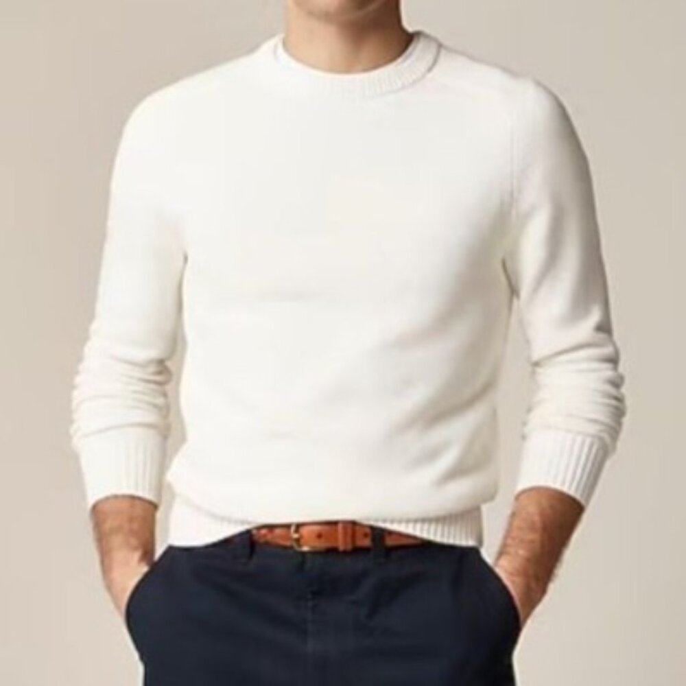 J.Crew Men's Sz S Ivory Heritage Cotton Crew Neck Sweater BI841